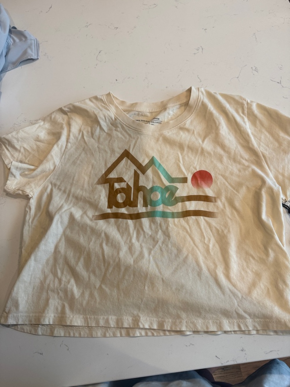 Tahoe Graphic Tee in Cream with Multi-Color Logo